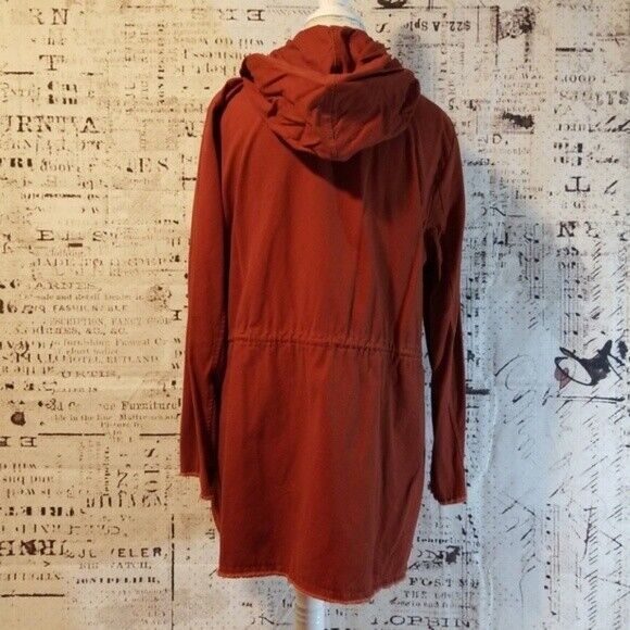 Just Fab Frayed Hooded Parka Size XL Brick Red - Picture 2 of 6